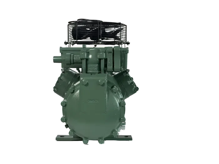 Compressor and add-on fan kit seen from the front